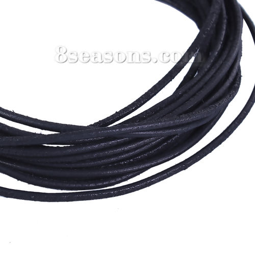 Picture of Cowhide Leather Jewelry Cord Rope Black 2.5mm( 1/8"), 1 Roll (Approx 5 M/Roll)