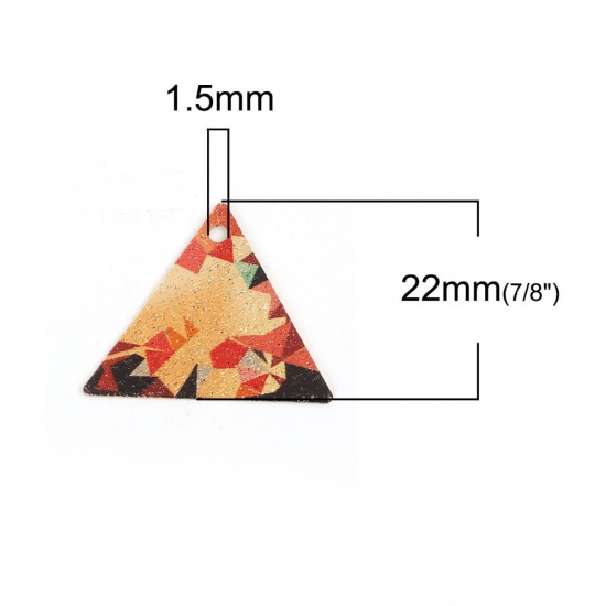 Picture of Brass Enamel Painting Charms Gold Plated Multicolor Triangle Sparkledust 22mm x 19mm, 10 PCs                                                                                                                                                                  