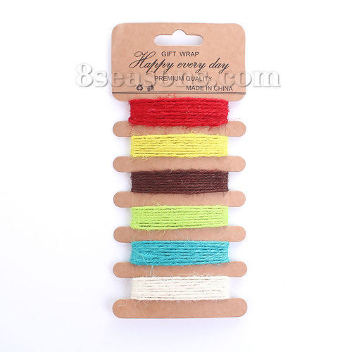 Picture of Jute Jewelry Cord Rope Multicolor 1.5mm, 4 Plates