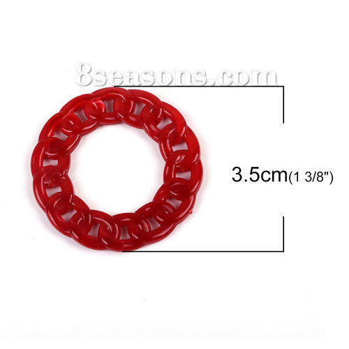 Изображение Бусины Акриловые, Кольцо, Цвет: Красный Эффект Мрамора 35мм диаметр, 19мм, 20 ШТ