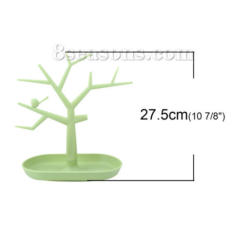 Picture of Plastic Jewelry Displays Tree Green Bird 27.5cm(10 7/8") x 27cm(10 5/8"), 1 Piece