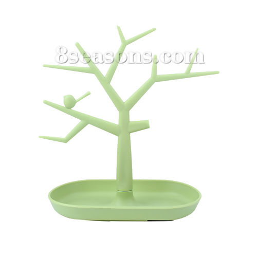 Picture of Plastic Jewelry Displays Tree Green Bird 27.5cm(10 7/8") x 27cm(10 5/8"), 1 Piece