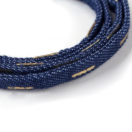 Picture of Denim Jewelry Cord Rope Deep Blue & Golden Stripe Pattern 5mm( 2/8"), 5 M