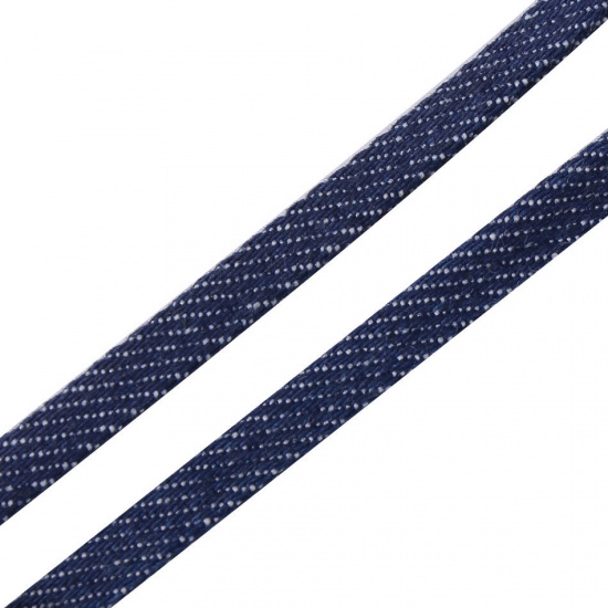 Picture of Denim Jewelry Cord Rope Deep Blue & Golden Stripe Pattern 5mm( 2/8"), 5 M