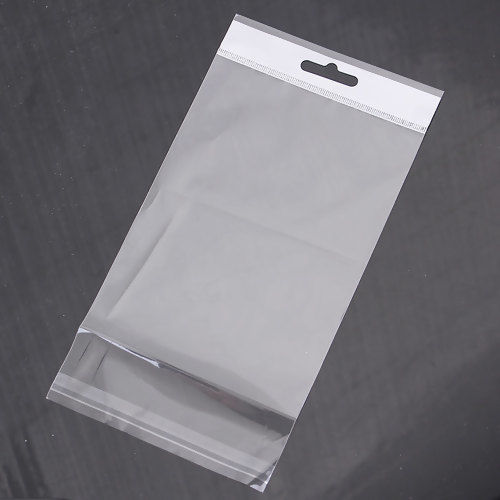 Picture of Plastic Self Seal Self Adhesive Bags Rectangle Transparent Clear (Usable Space: 14.5cmx11.2cm) 21cm x 11.2cm, 200 PCs