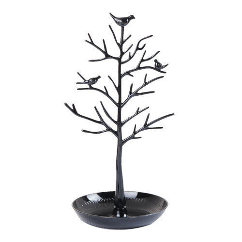 Image de Présentoirs à Bijoux en Plastique Forme Branches Noir Oiseaux, 32.5cm x 16.5cm, 1 Pièce