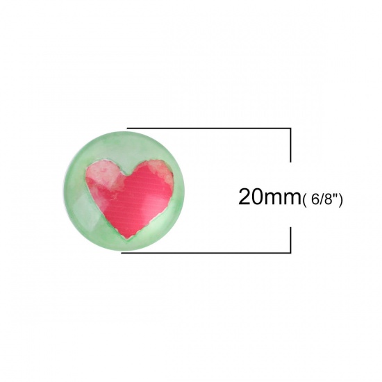 Picture of Glass Dome Seals Cabochon Round Flatback At Random Heart Pattern 20mm( 6/8") Dia, 20 PCs