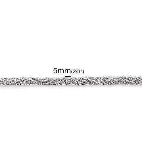 Picture of Polyester Jewelry Braided Cord Silver 5mm( 2/8"), 5 Yards