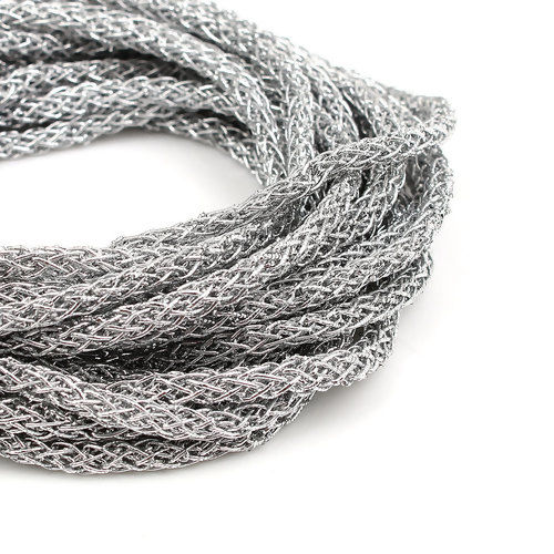 Picture of Polyester Jewelry Braided Cord Silver 5mm( 2/8"), 5 Yards