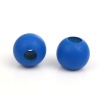 Picture of Hinoki Wood Spacer Beads Ball Blue About 25mm - 24mm Dia., Hole: Approx 9mm, 20 PCs