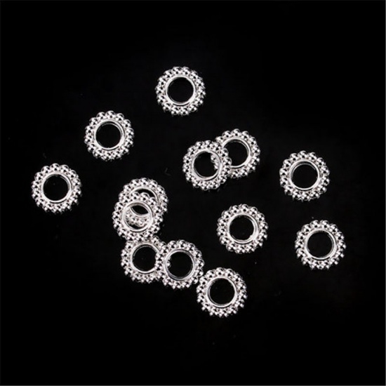亜鉛合金 スペーサー ビーズ クリスマス・スノーフレーク 金メッキ 約 10mm直径、 穴：約 4.5mm、 100 個 の画像