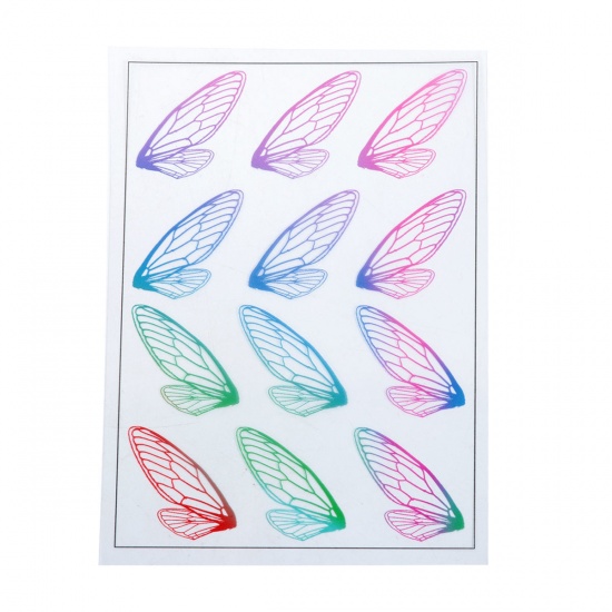 Picture of Resin & PVC DIY Scrapbook Deco Stickers For Resin Craft Wing Multicolor 15cm(5 7/8") x 10.5cm(4 1/8"), 2 Sheets