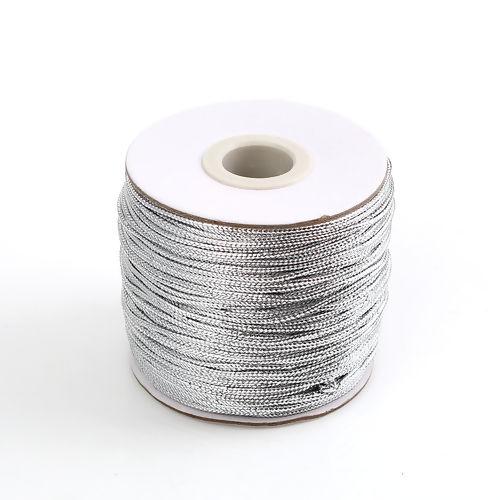 Picture of PVC Jewelry Braided Cord Silver 1.5mm, 1 Roll (Approx 50 M/Roll)
