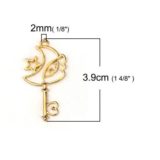 Picture of Zinc Based Alloy Open Back Bezel Pendants For Resin Gold Plated Dress 50mm(2") x 36mm(1 3/8"), 10 PCs