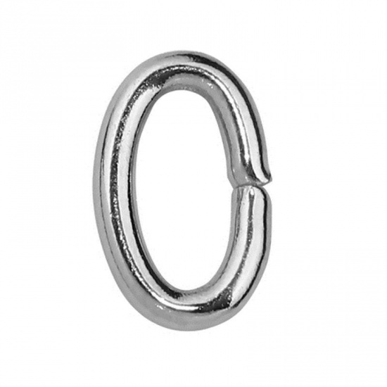 Picture of Stainless Steel Opened Jump Rings Findings Oval Silver Tone 6.5mm( 2/8") x 5mm( 2/8"), 200 PCs