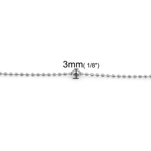 Immagine di Lega di Ferro Catena a Pallini Accessori Tono Argento 1.2mm, 5 M