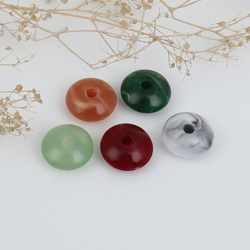 Picture of Acrylic Beads Round At Random Ink Spot About 13mm Dia, Hole: Approx 2.5mm, 50 PCs