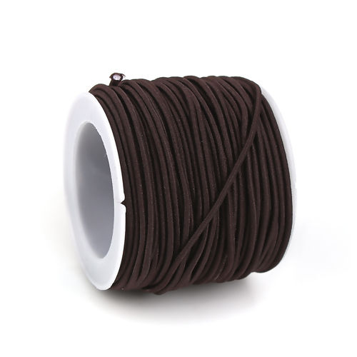Picture of Polyester Jewelry Thread Cord For Buddha/Mala/Prayer Beads Coffee Elastic 1.5mm, 1 Roll (Approx 15 M/Roll)