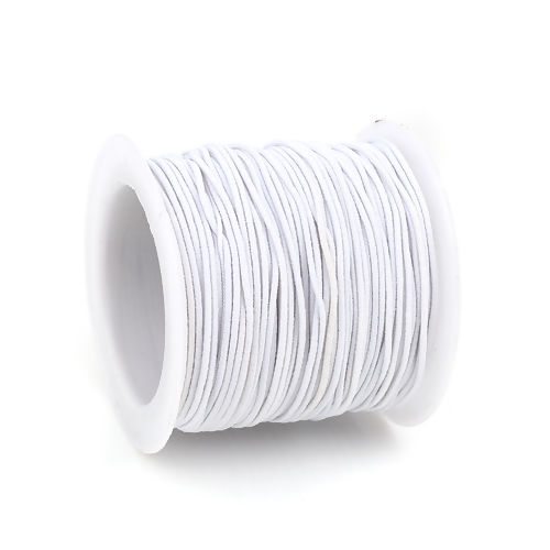 Picture of Polyester Jewelry Thread Cord For Buddha/Mala/Prayer Beads White Elastic 0.8mm, 1 Roll (Approx 20 M/Roll)