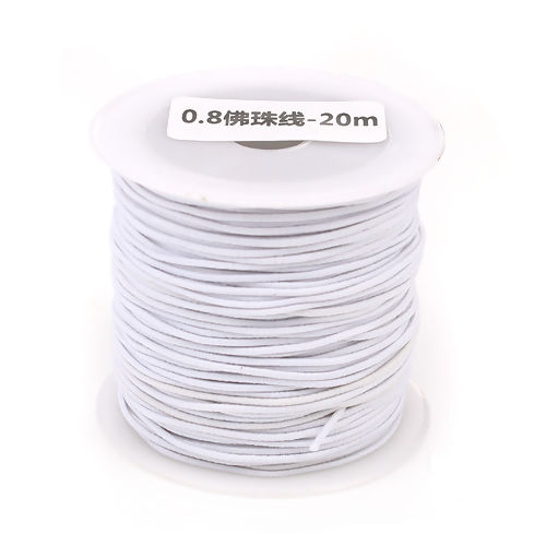 Picture of Polyester Jewelry Thread Cord For Buddha/Mala/Prayer Beads White Elastic 0.8mm, 1 Roll (Approx 20 M/Roll)
