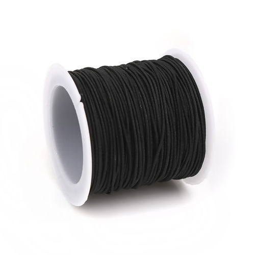 Picture of Polyester Jewelry Thread Cord For Buddha/Mala/Prayer Beads Black Elastic 0.8mm, 1 Roll (Approx 20 M/Roll)