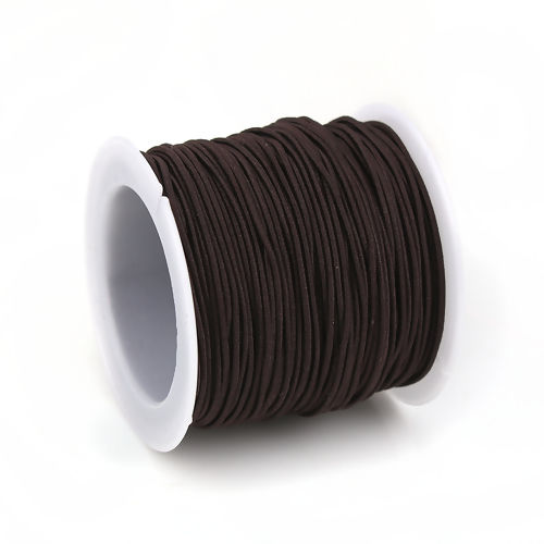 Picture of Polyester Jewelry Thread Cord For Buddha/Mala/Prayer Beads Coffee Elastic 1mm, 1 Roll (Approx 20 M/Roll)