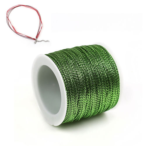 Picture of Polyester Jewelry Thread Cord Green Filigree 0.8mm, 1 Roll (Approx 50 Yards/Roll)