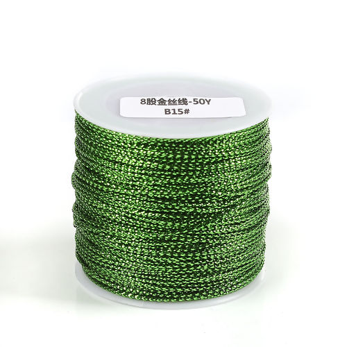 Picture of Polyester Jewelry Thread Cord Green Filigree 0.8mm, 1 Roll (Approx 50 Yards/Roll)