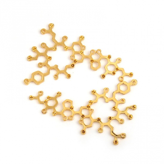 Picture of Zinc Based Alloy Molecule Chemistry Science Connectors Oxytocin Gold Plated (Can Hold ss5 Pointed Back Rhinestone) 51mm x 35mm, 10 PCs