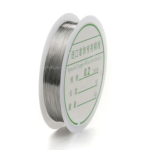 Bild von Kupfer Für Perl-Arbeit Schnur Silberfarbe 0.2mm (32 gauge) 2 Rollen (Ca. 20 Meter/Rolle)