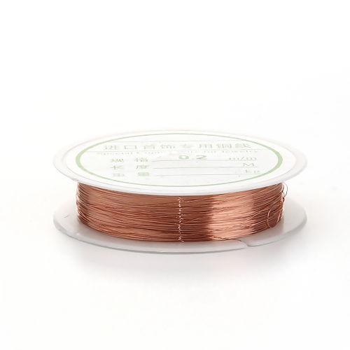 Picture of Copper Beading Wire Thread Cord Rose Gold 0.2mm (32 gauge), 2 Rolls (Approx 20 M/Roll)