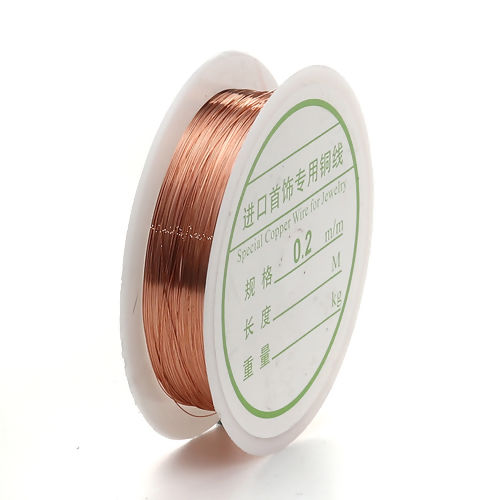 Picture of Copper Beading Wire Thread Cord Rose Gold 0.2mm (32 gauge), 2 Rolls (Approx 20 M/Roll)