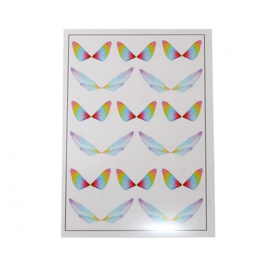 Picture of Resin & PVC DIY Scrapbook Deco Stickers For Resin Craft Rectangle Multicolor Wing 15cm(5 7/8") x 10.5cm(4 1/8"), 2 Sheets