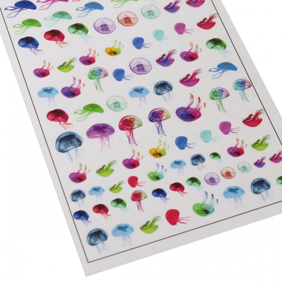 Image de DIY Papier Autocollant Décoration en Résine & PVC Rectangle Multicolore Animal Marin 15cm x 10.5cm, 2 Pièces