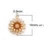 Picture of Brass Charms Daisy Flower 18K Real Gold Plated White Enamel 14mm( 4/8") x 12mm( 4/8"), 2 PCs