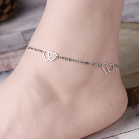 Picture of 304 Stainless Steel Anklet Silver Tone Marquise 23cm(9") long, 1 Piece