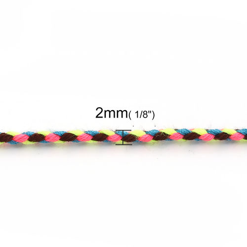 Picture of Cotton Jewelry Braided Cord Multicolor 2mm( 1/8"), 10 M