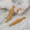 Picture of Zinc Based Alloy Charms Feather Matt Gold 26mm(1") x 6mm( 2/8"), 10 PCs