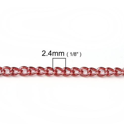 Picture of Iron Based Alloy Soldered Link Curb Chain Findings Dark Pink 2.4x1.7mm( 1/8" x 1/8"), 10 Yards