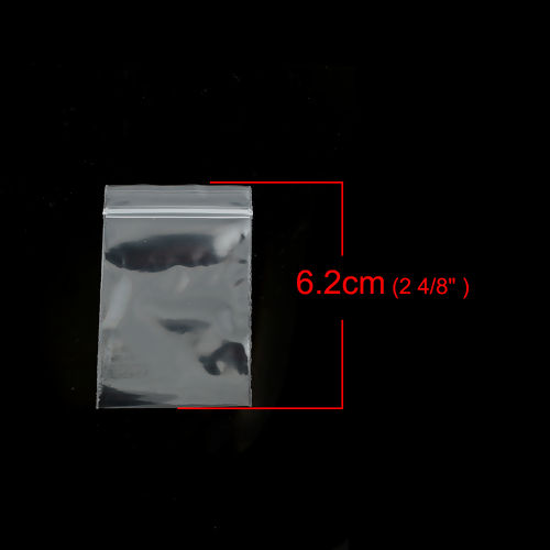 Picture of PVC Zip Lock Bags Rectangle Transparent Clear (Useable Space: 5.2x4cm) 6.2cm x4cm(2 4/8" x1 5/8"), 1000 PCs