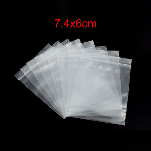 Picture of PVC Zip Lock Bags Rectangle Transparent Clear (Useable Space: 7.4x6cm) 8.3cm x6cm(3 2/8" x2 3/8"), 300 PCs