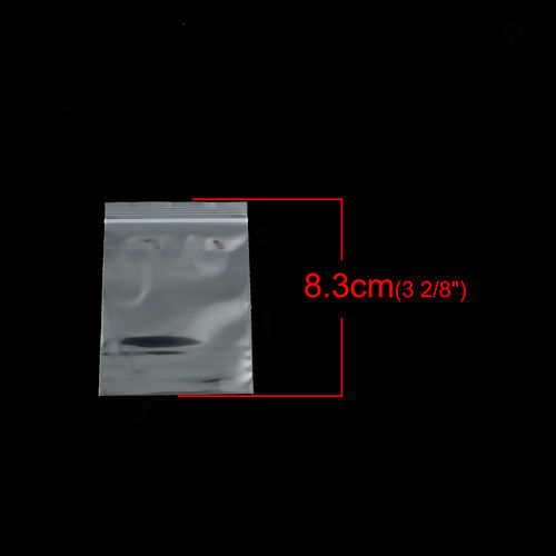 Изображение PVC Zip Lock Bags Rectangle Transparent Clear (Useable Space: 7.4x6cm) 8.3cm x6cm(3 2/8" x2 3/8"), 300 PCs