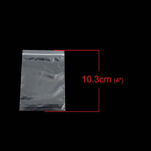 Picture of PVC Zip Lock Bags Rectangle Transparent Clear (Useable Space: 9.4x7cm) 10.3cm x7cm(4" x2 6/8"), 300 PCs