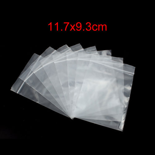 Изображение PVC Zip Lock Bags Rectangle Transparent Clear (Useable Space: 11.7x9.3cm) 13.4cm x9.3cm(5 2/8" x3 5/8"), 200 PCs
