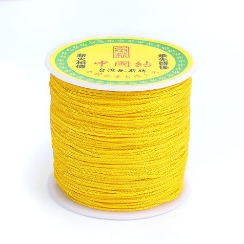 Picture of Polypropylene Fiber Chinese Knotting Cord Friendship Bracelet Cord Rope Yellow 1mm, 1 Roll (Approx 100 Yards/Roll)