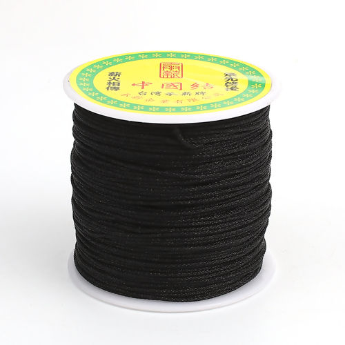 Picture of Polypropylene Fiber Chinese Knotting Cord Friendship Bracelet Cord Rope Black 1mm, 1 Roll (Approx 100 Yards/Roll)