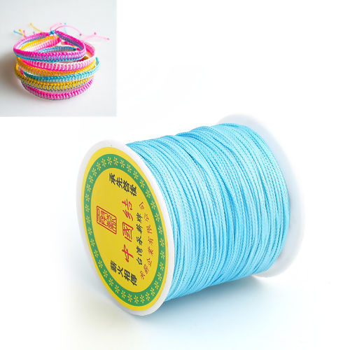 Picture of Polypropylene Fiber Chinese Knotting Cord Friendship Bracelet Cord Rope Light Blue 1mm, 1 Roll