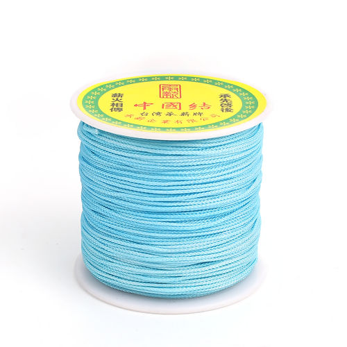 Picture of Polypropylene Fiber Chinese Knotting Cord Friendship Bracelet Cord Rope Light Blue 1mm, 1 Roll