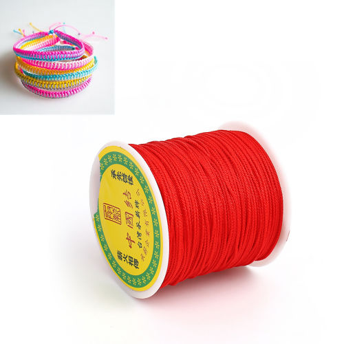 Picture of Polypropylene Fiber Chinese Knotting Cord Friendship Bracelet Cord Rope Red 1mm, 1 Roll (Approx 100 Yards/Roll)