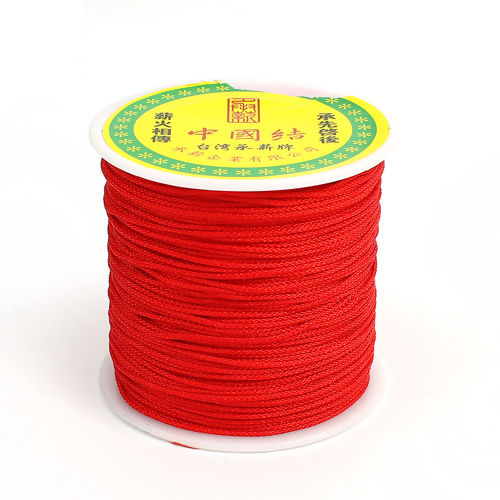 Picture of Polypropylene Fiber Chinese Knotting Cord Friendship Bracelet Cord Rope Red 1mm, 1 Roll (Approx 100 Yards/Roll)